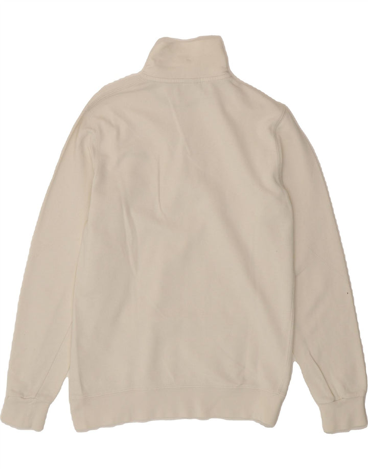 ASICS Womens Zip Neck Sweatshirt Jumper UK 10 Small White Cotton Vintage Asics and Second-Hand Asics from Messina Hembry 