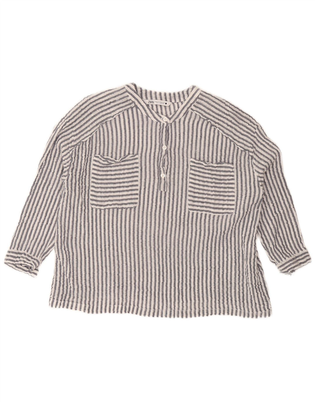 Zara γυναικεία μπλούζα υπερμεγέθη 3/4 μανίκια UK 6 XS γκρι βαμβακερό