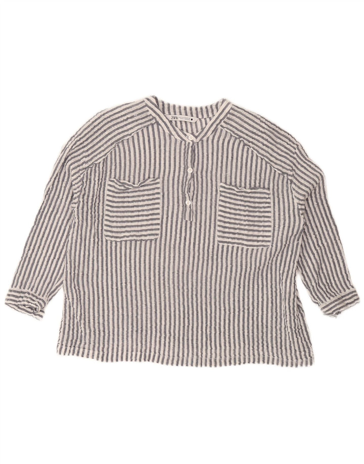 Zara γυναικεία μπλούζα υπερμεγέθη 3/4 μανίκια UK 6 XS γκρι βαμβακερό