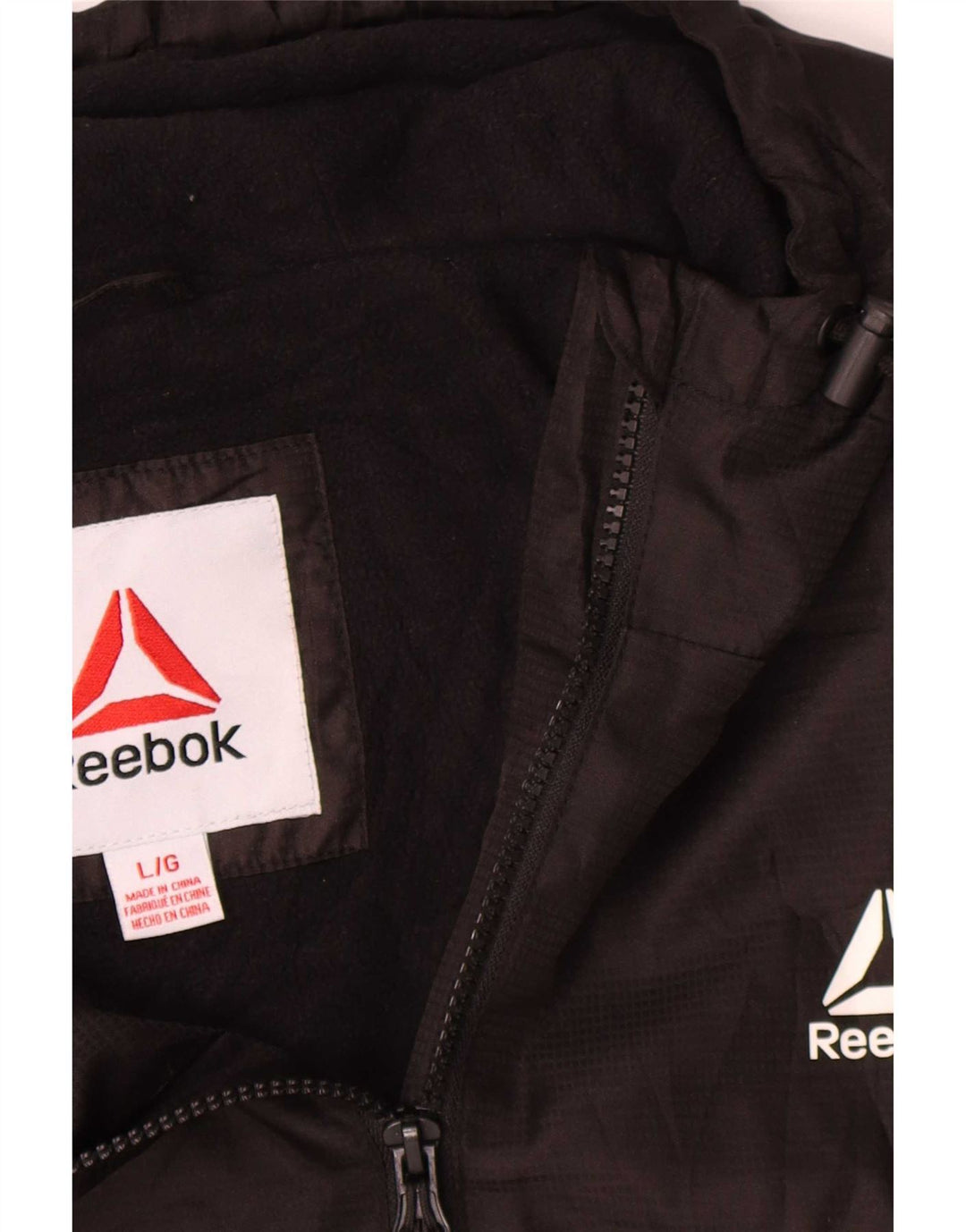 Ανδρικό μπουφάν με κουκούλα Reebok UK 40 μεγάλο μαύρο πολυεστέρα