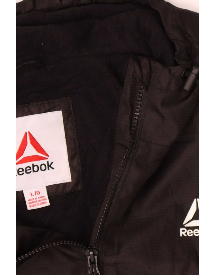 Ανδρικό μπουφάν με κουκούλα Reebok UK 40 μεγάλο μαύρο πολυεστέρα