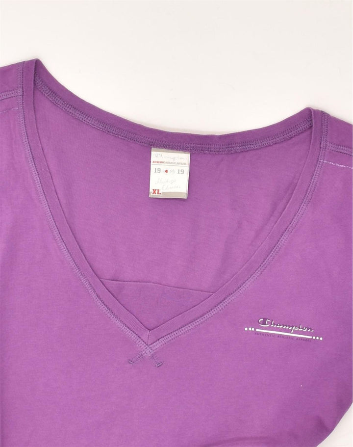 CHAMPION Womens T-Shirt Top UK 18 XL Purple Cotton | Vintage Champion | Thrift | Second-Hand Champion | Used Clothing | Messina Hembry 