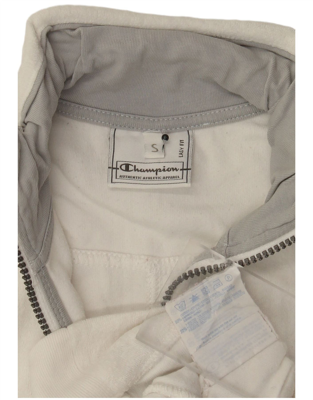 CHAMPION Γυναικείο Easy Fit Oversized Fleece Jacket UK 10 μικρό λευκό βαμβακερό