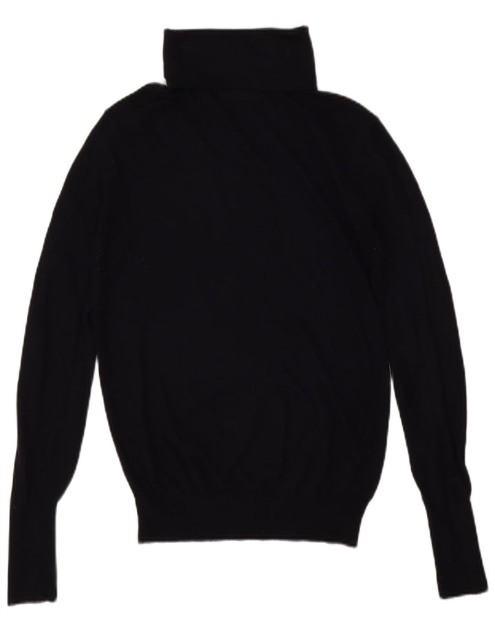 Zara Γυναικείο πουλόβερ με ρολό λαιμόκοψη UK 12 Medium Navy Blue Modal