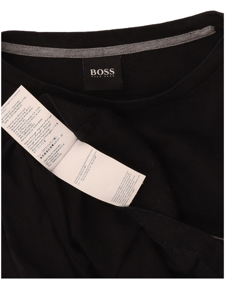 Ανδρικό μπλουζάκι Hugo Boss μακρυμάνικο μεσαίο μαύρο βαμβακερό