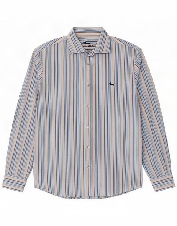 Harmont & Blaine Mens Narrow Fit Shirt 2XL Blue Striped