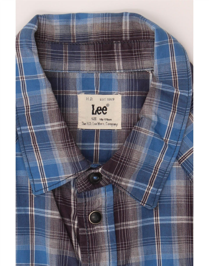 LEE Boys Shirt 15-16 Years Blue Check Cotton Vintage Lee and Second-Hand Lee from Messina Hembry 