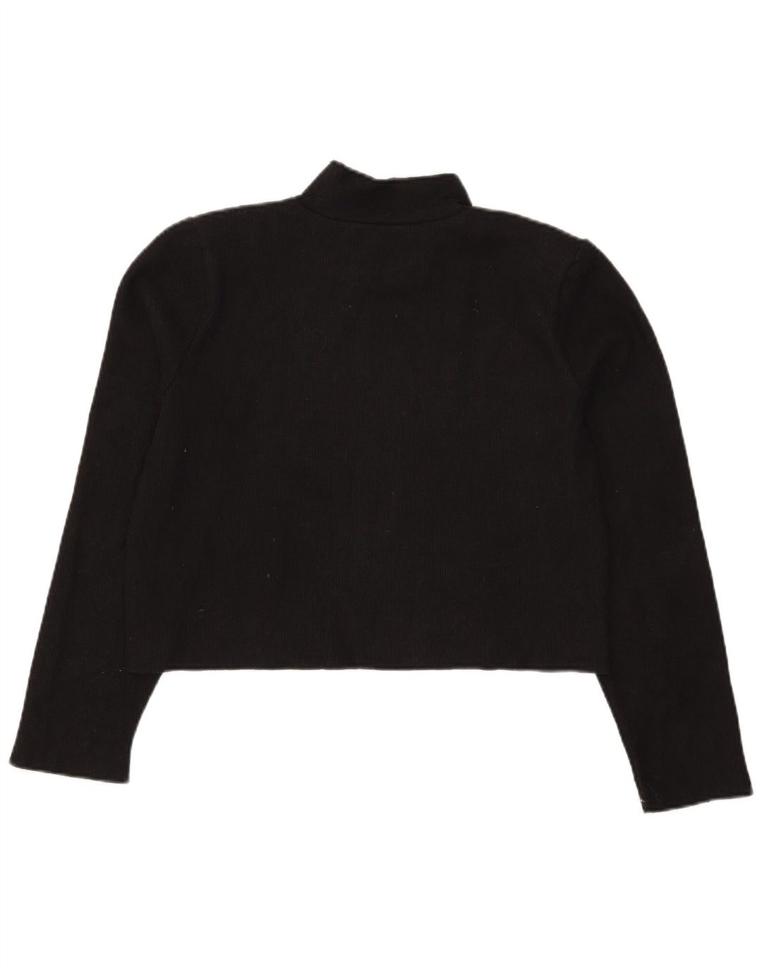 Zara Γυναικείο Crop Top Μακρυμάνικο UK 14 Μεσαίο Μαύρο Πολυεστέρας