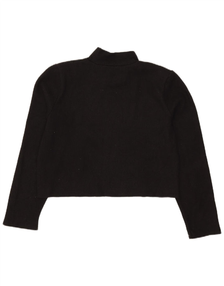 Zara Γυναικείο Crop Top Μακρυμάνικο UK 14 Μεσαίο Μαύρο Πολυεστέρας
