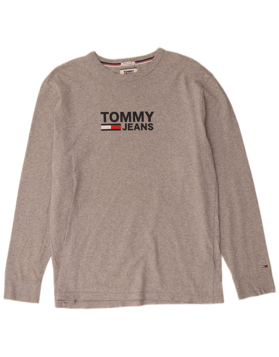 Tommy Hilfiger ανδρική κανονική φόρμα γραφική μπλούζα με μακρυμάνικο μεσαίο γκρι φλύκταινα