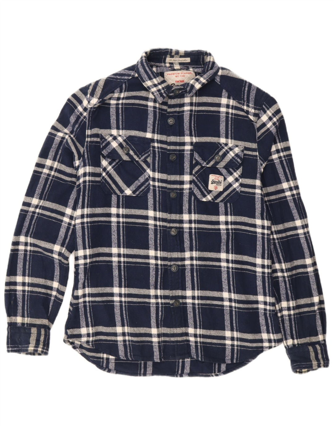 Ανδρικό φανελένιο πουκάμισο Superdry μεγάλο μπλε ναυτικό, βαμβακερό