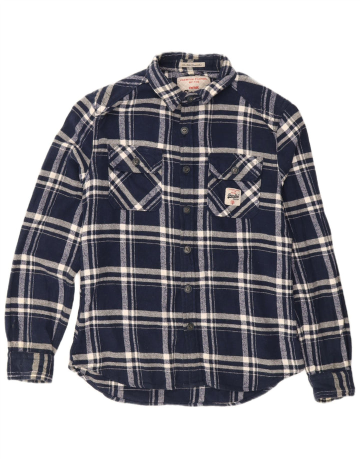 Ανδρικό φανελένιο πουκάμισο Superdry μεγάλο μπλε ναυτικό, βαμβακερό