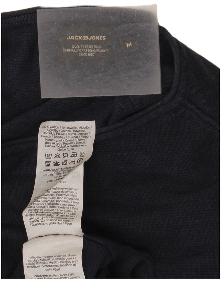 JACK & JONES Ανδρικό πουλόβερ με λαιμόκοψη μεσαίου μπλε βαμβακερό
