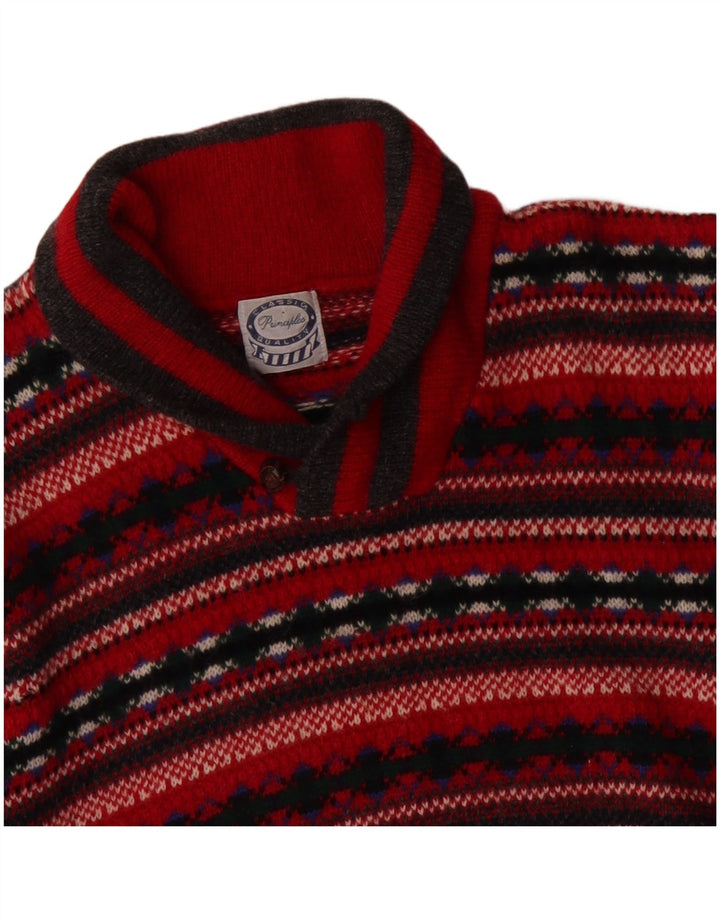 ΑΡΧΕΣ Γυναικείο πουλόβερ με λαιμό σάλι UK 14 Medium Red Fair Isle
