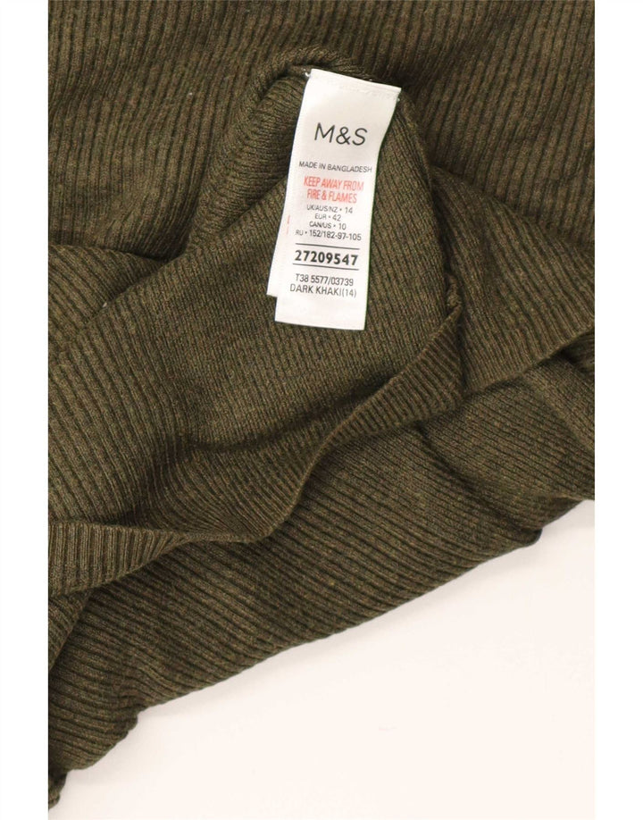 Marks & Spencer Γυναικείο πουλόβερ με λαιμό χελώνα UK 14 μεγάλο χακί βισκόζη