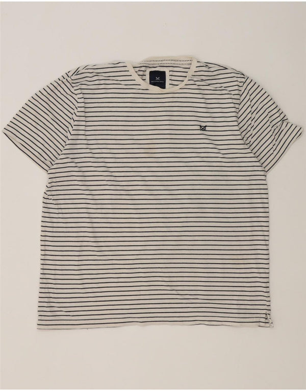 Ανδρικό T-Shirt Crew Clothing Top 2XL Λευκό ριγέ βαμβακερό