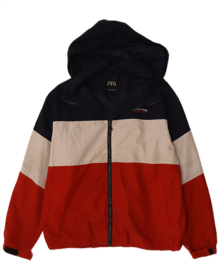 Zara Boys Hooded Bomber Jacket 13-14 Years Πολύχρωμο Colourblock