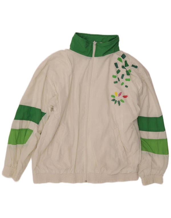 Ανδρικό vintage γραφικό αντιανεμικό μπουφάν UK 40 Large White Colourblock
