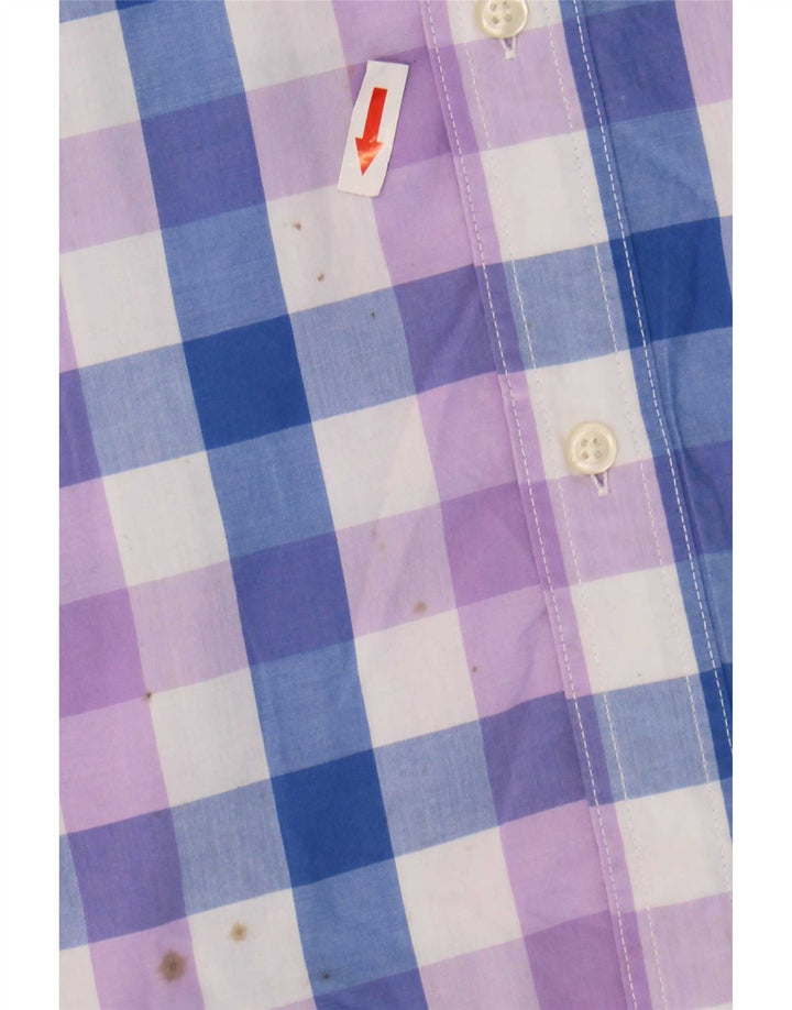 Chaps Mens Easy Care κοντομάνικο πουκάμισο 2XL μπλε βαμβακερό Gingham