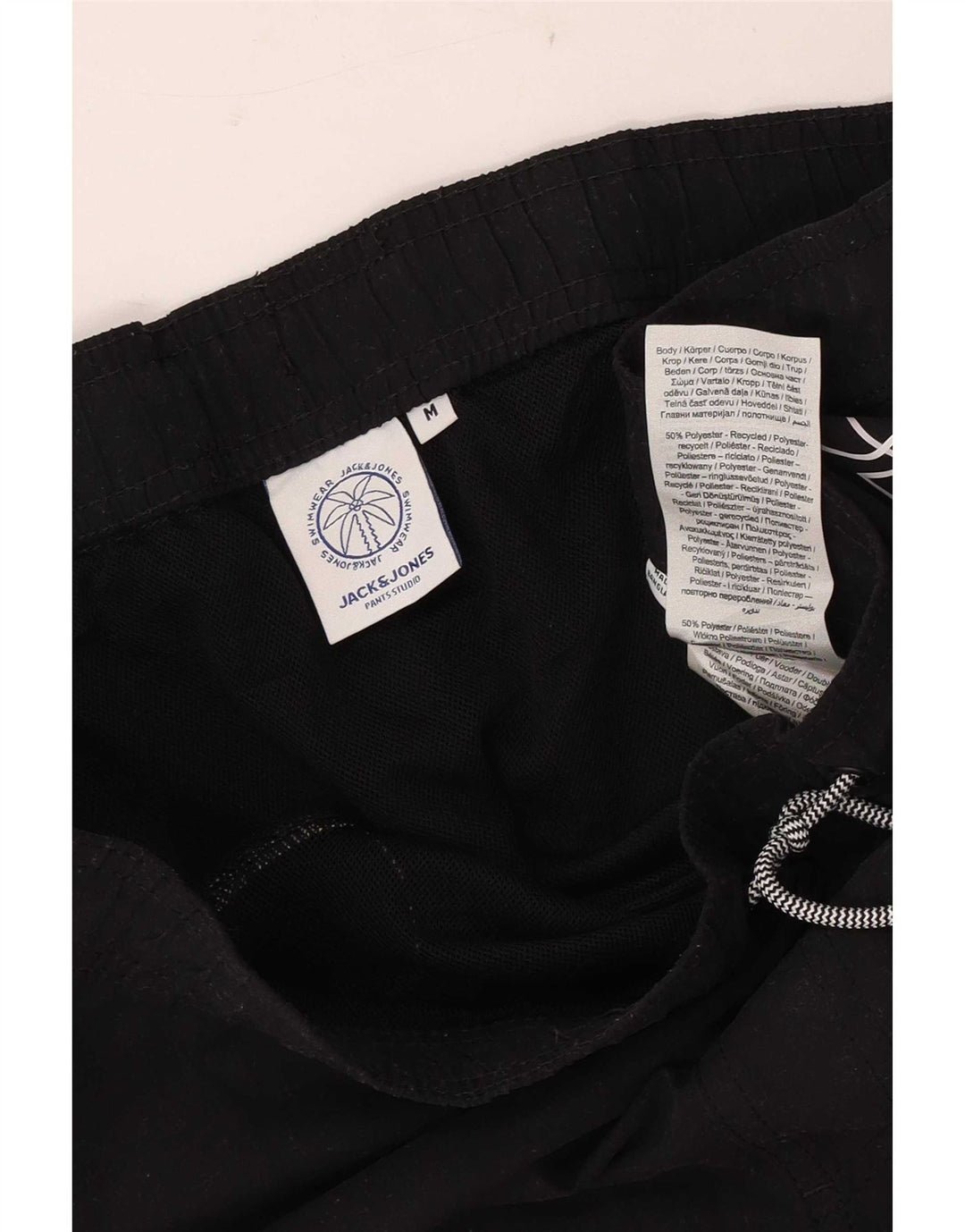 Ανδρικό γραφικό σορτς κολύμβησης Jack & Jones, μεσαίο μαύρο πολυεστέρα