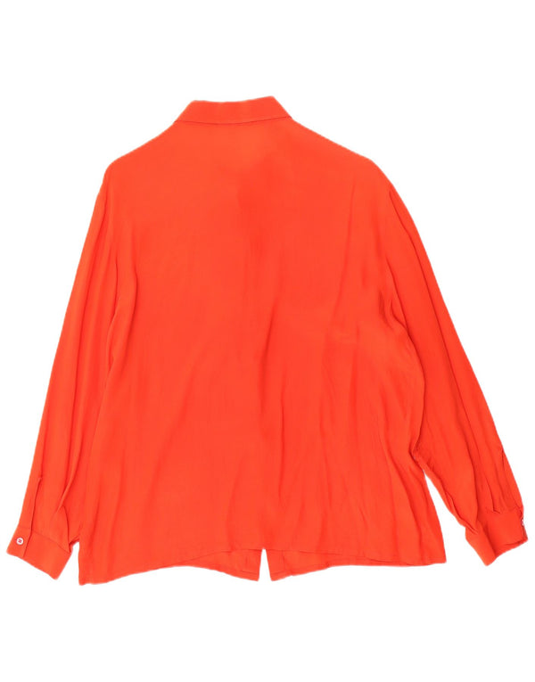 Vintage Γυναικείο πουκάμισο Oversized Μπλούζα IT 50 XL Πορτοκαλί Floral Silk