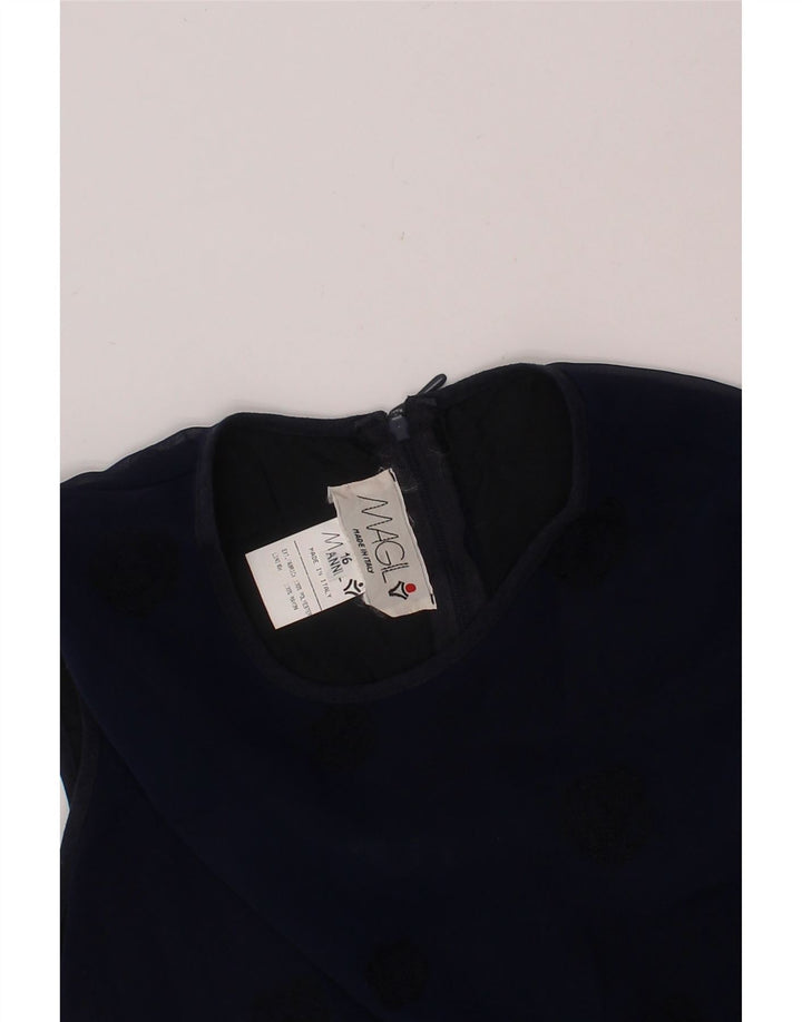 MAGIL Girls Sleeveless Blouse Top 15-16 Years Navy Blue Polyester Vintage Magil and Second-Hand Magil from Messina Hembry 