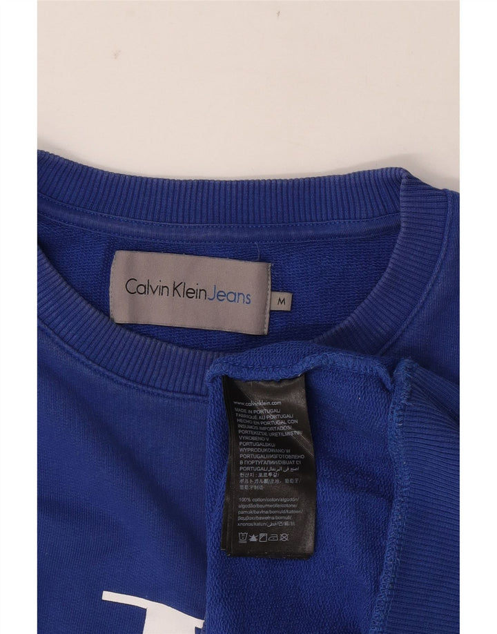 Ανδρικό γραφικό φούτερ Calvin Klein Jeans, μεσαίο μπλε βαμβακερό