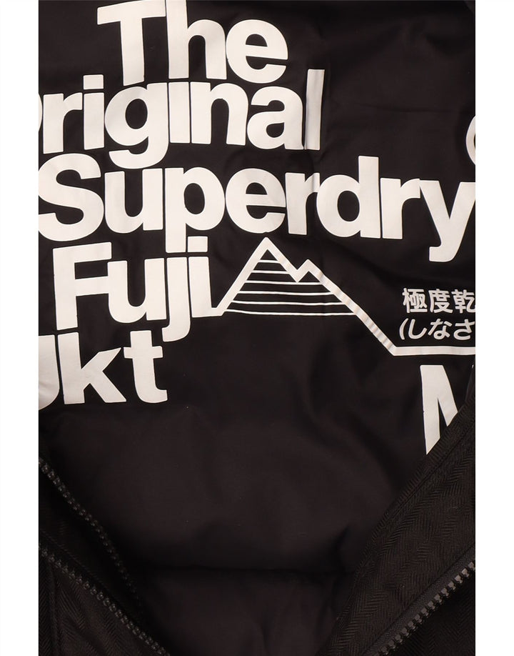 Superdry Ανδρικό μπουφάν με κουκούλα UK 38 Μεσαίο Μαύρο Πολυεστέρας