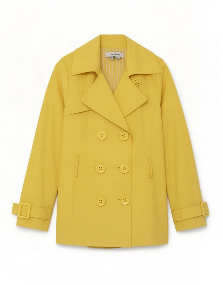 Zara Γυναικεία καμπαρντίνα UK 10 Small Yellow Polyester