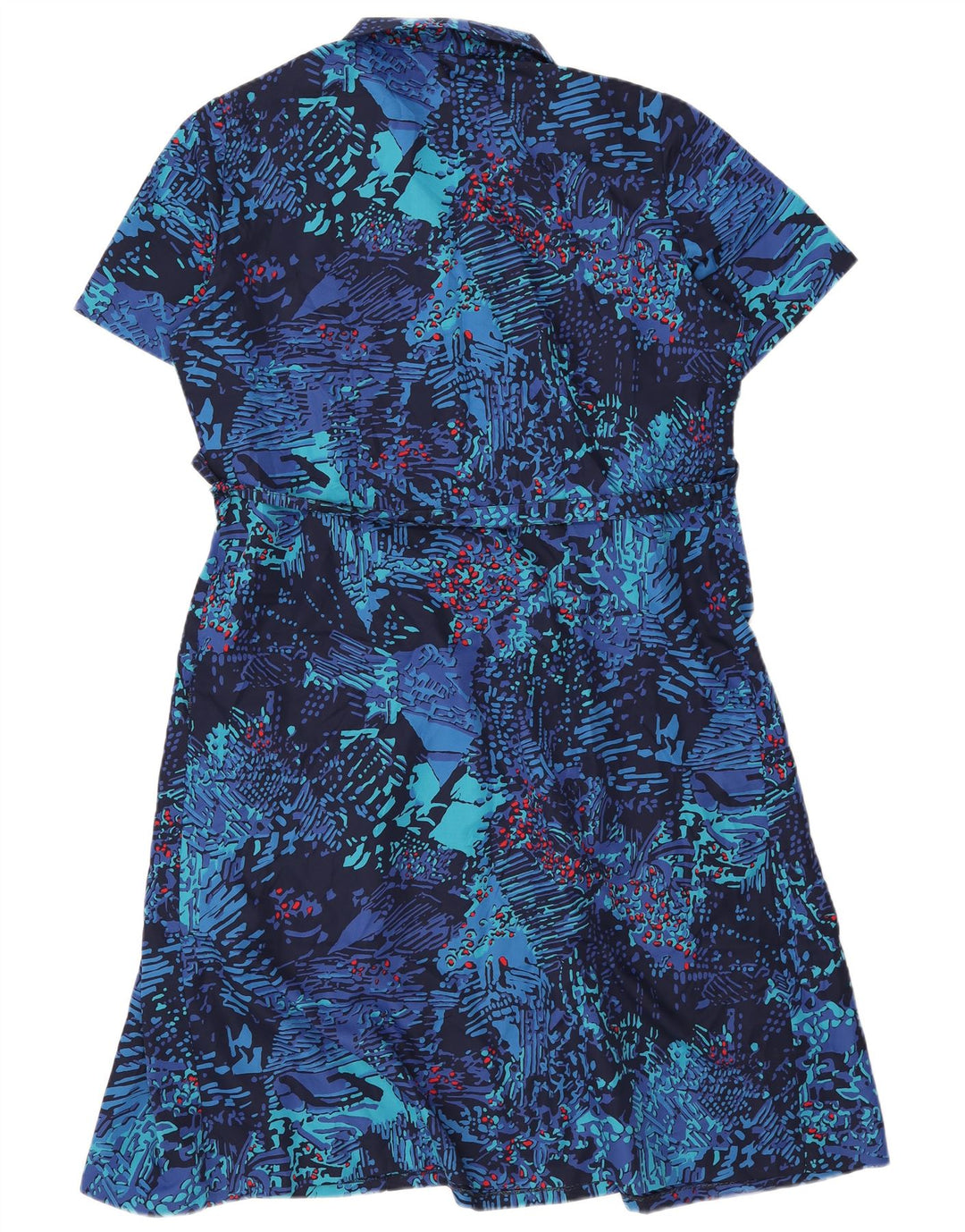 Vintage Γυναικείο Abstract Pattern Basic φόρεμα UK 18 XL Navy Blue