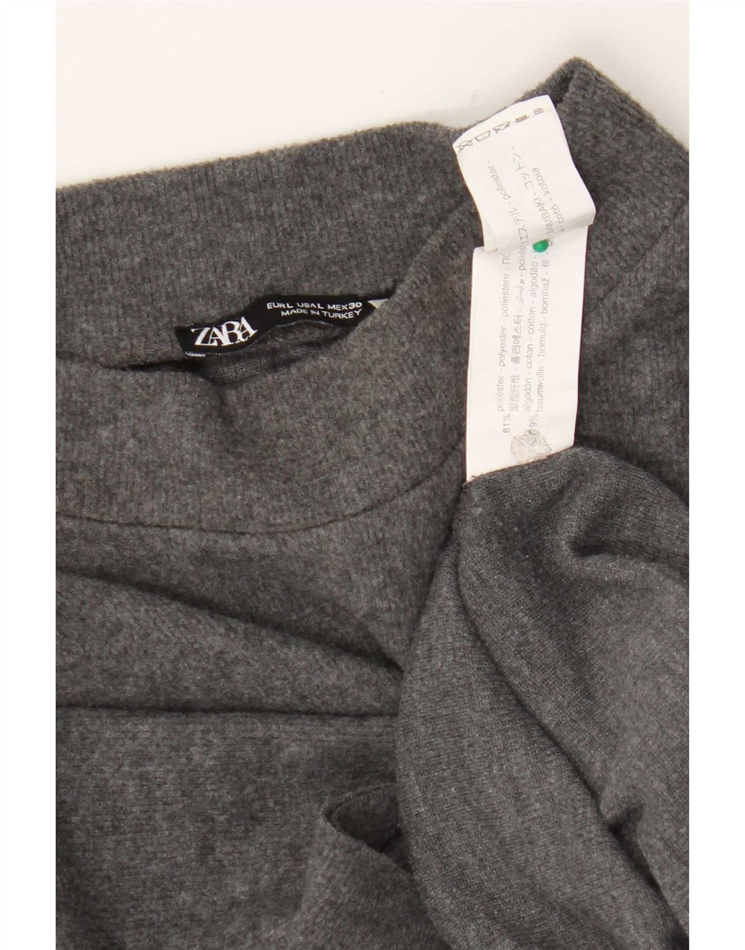 Zara Γυναικείο T-Shirt Top UK 14 Large Grey Polyester