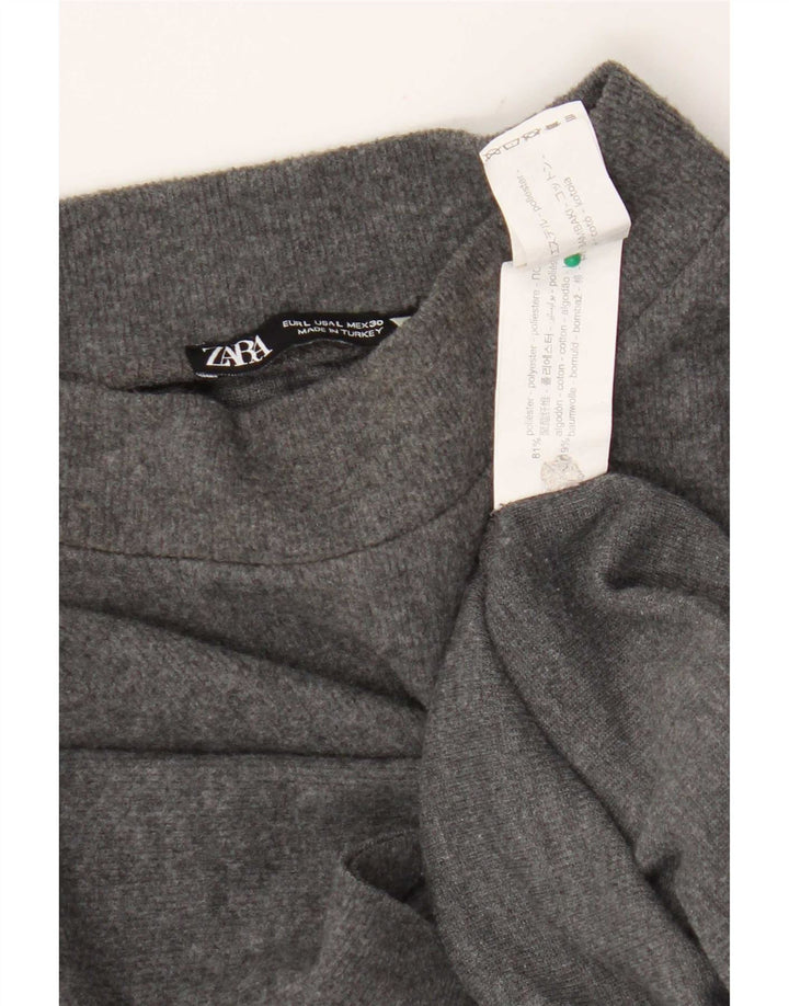 Zara Γυναικείο T-Shirt Top UK 14 Large Grey Polyester