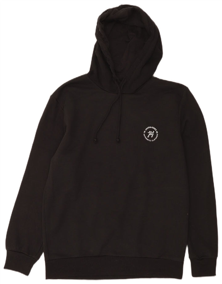 Jack & Jones Ανδρικό φούτερ με κουκούλα, μεγάλο μαύρο βαμβακερό