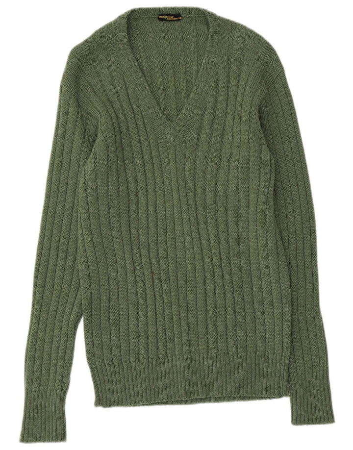 Ανδρικό πουλόβερ Valdoglio με λαιμόκοψη, μικρό πράσινο μαλλί