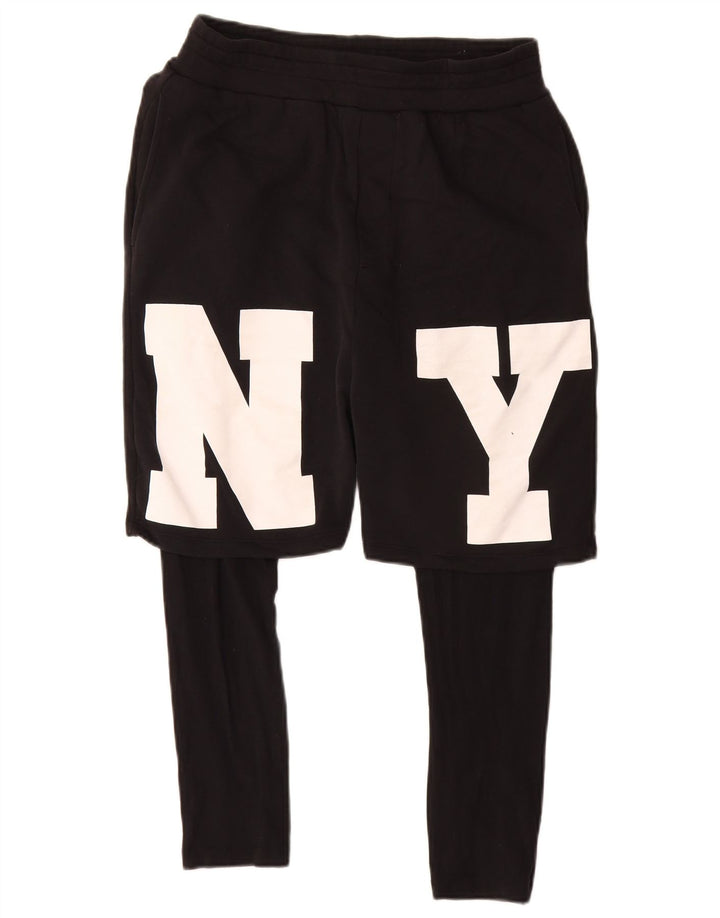 Ανδρικό γραφικό αθλητικό σορτς Zara μεσαίο μαύρο βαμβακερό