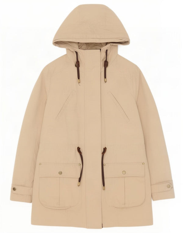 Zara Γυναικείο μπουφάν Parka με κουκούλα UK 14 Medium Beige Polyester