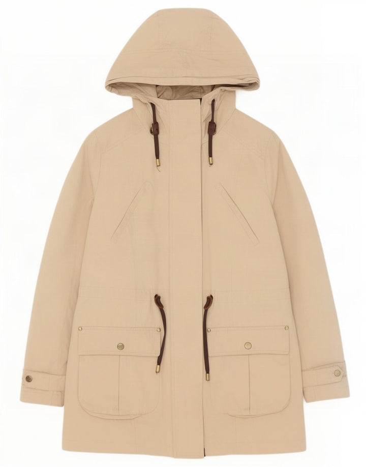 Zara Γυναικείο μπουφάν Parka με κουκούλα UK 14 Medium Beige Polyester