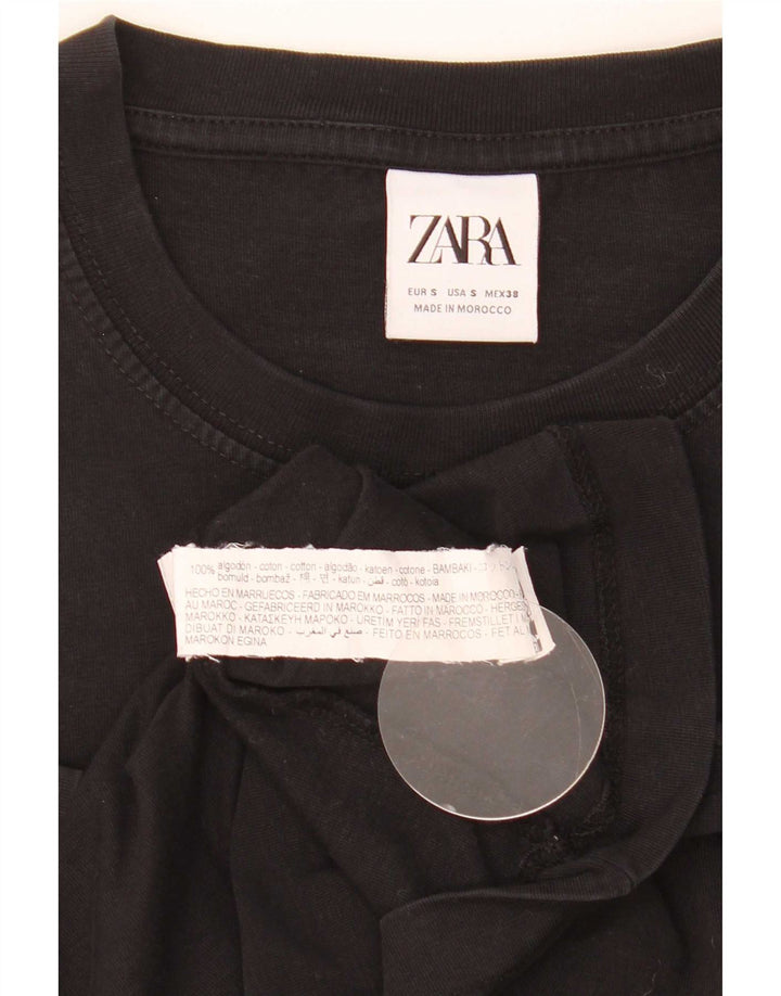 Zara Ανδρικό γραφικό T-Shirt Top Μικρό μαύρο βαμβακερό