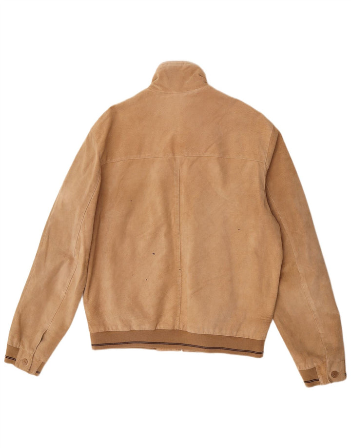 Vintage Ανδρικό Suede Bomber Jacket IT 50 Large Brown Δερμάτινο