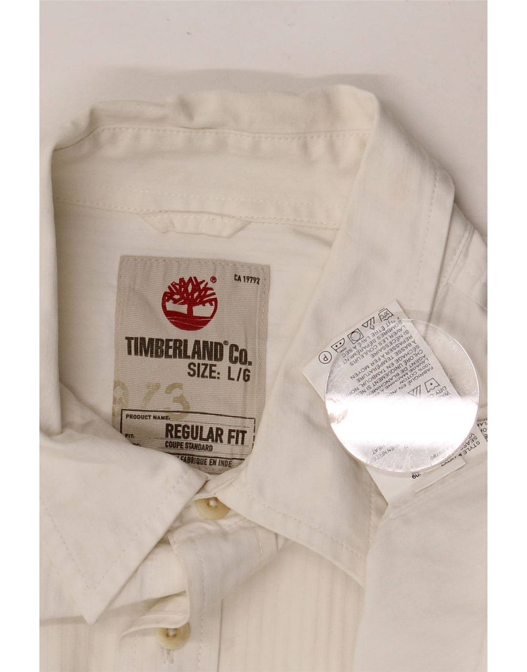TIMBERLAND Ανδρικό πουκάμισο κανονικής εφαρμογής μεγάλο λευκό βαμβακερό