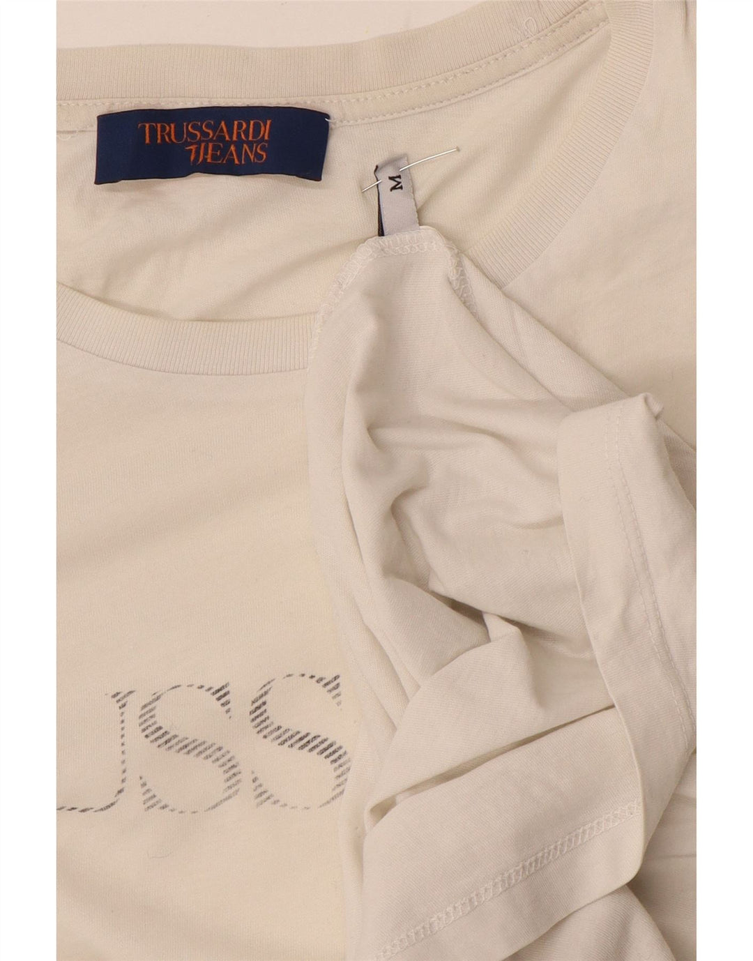 Ανδρικό γραφικό T-shirt Trussardi Jeans Top Medium Off White
