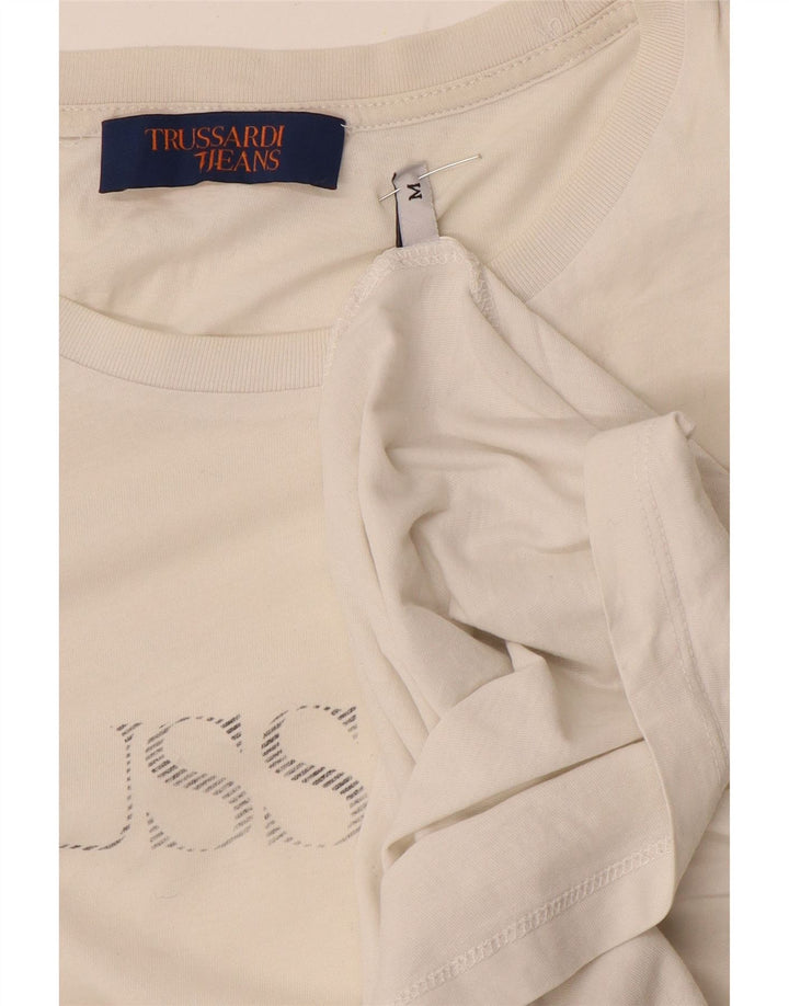 Ανδρικό γραφικό T-shirt Trussardi Jeans Top Medium Off White