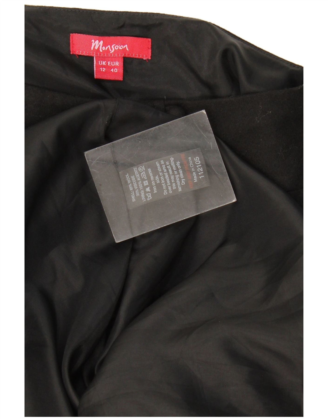 Γυναικεία φούστα Monsoon A-Line UK 12 Medium W32 Μαύρο γεωμετρικό μαλλί