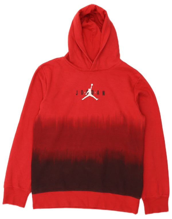 Jordan Boys Graphic Hoodie Jumper 13-14 Years XL Red Colourblock Cotton