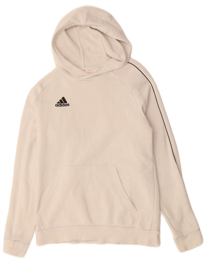 ADIDAS Boys Hoodie Jumper 15-16 ετών Λευκό βαμβακερό