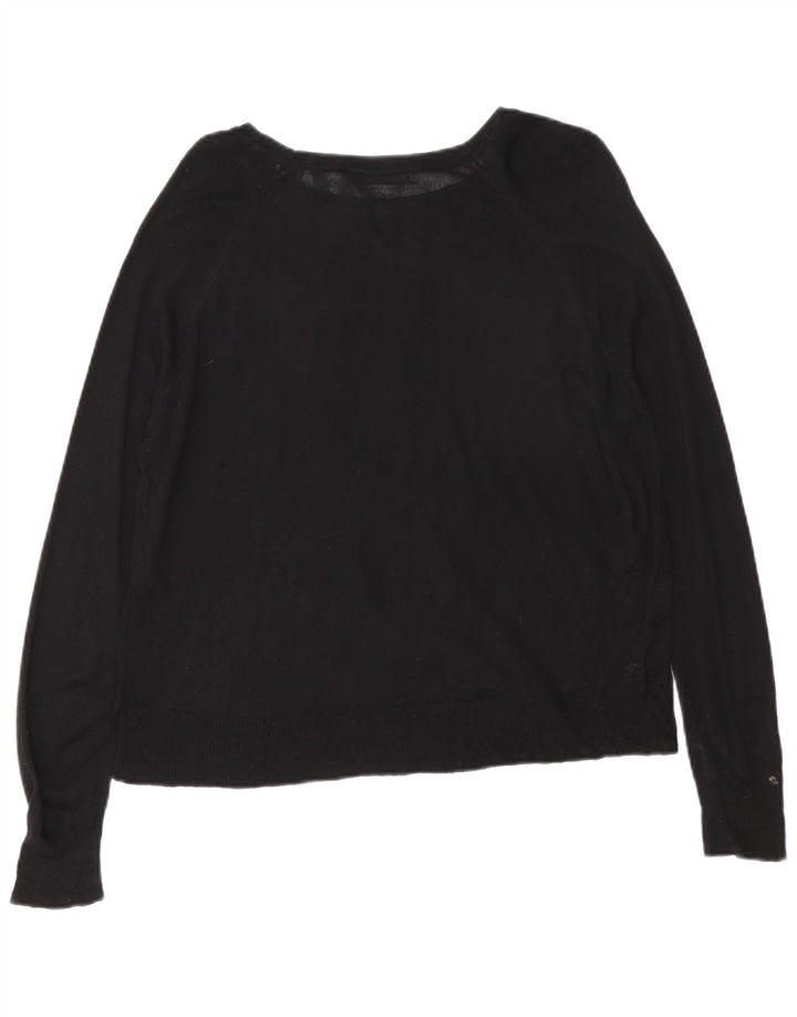 Zara Γυναικείο πουλόβερ με λαιμόκοψη UK 14 Medium Μαύρο