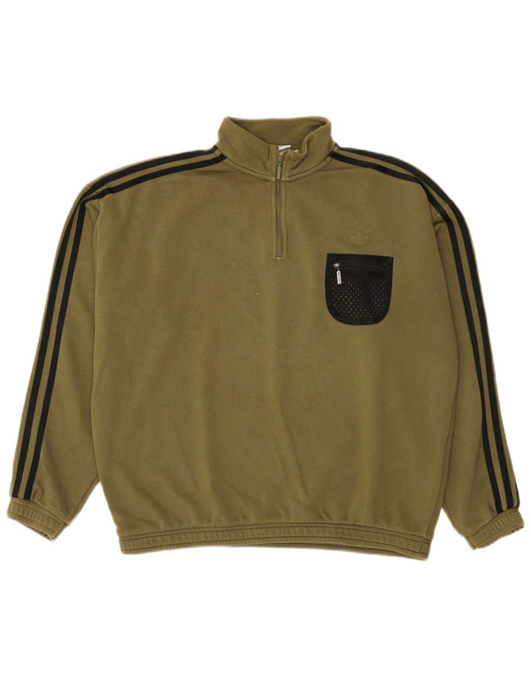 Γυναικείο φούτερ Adidas με φερμουάρ με λαιμόκοψη Jumper UK 12 Medium Khaki