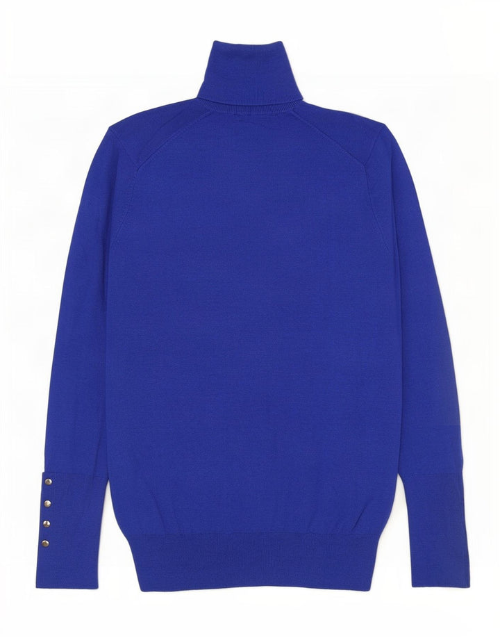 Zara Γυναικείο πουλόβερ με ρολό λαιμόκοψη UK 10 Small Blue Viscose