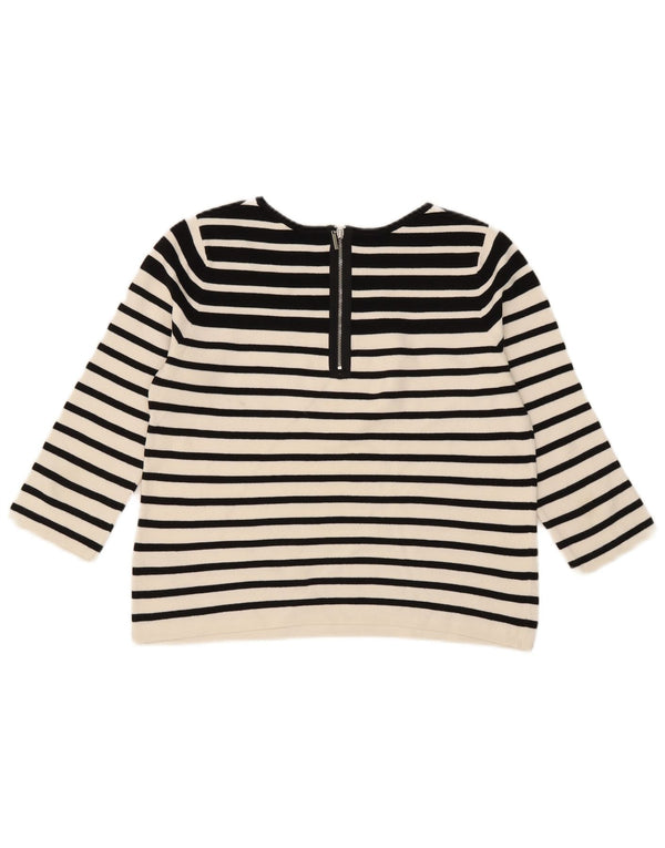 Γυναικείο Oasis Crop Boat Neck Jumper UK 12 Medium Μαύρο ριγέ