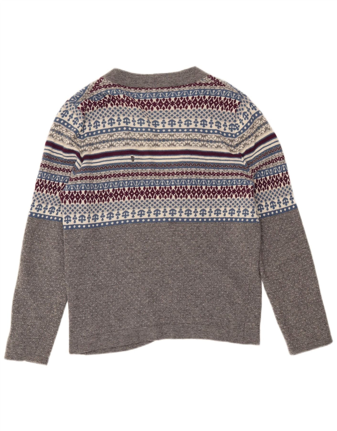 Γυναικείο πουλόβερ Benetton Cardigan UK 14 Medium Grey Fair Isle Wool